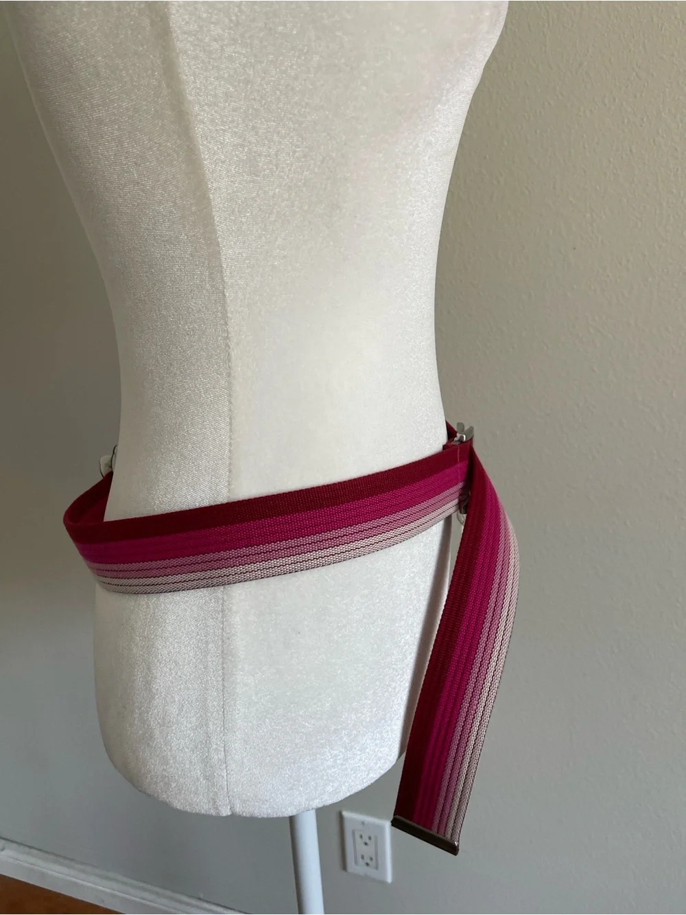 Truth Striped Pink & Fuchsia Webbing Belt with Metal Buckle